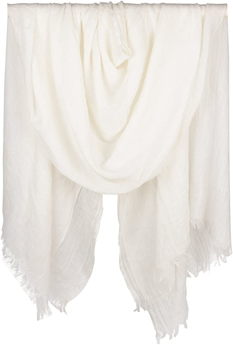 Iristide Women Summer Scarfs Large Long Lightweight Linen Beach Gauze Shawl Wrap 75”×43” Apparel & Accessories > Clothing Accessories > Scarves & Shawls Iristide White  