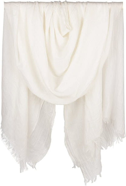 Iristide Women Summer Scarfs Large Long Lightweight Linen Beach Gauze Shawl Wrap 75”×43” Apparel & Accessories > Clothing Accessories > Scarves & Shawls Iristide White  