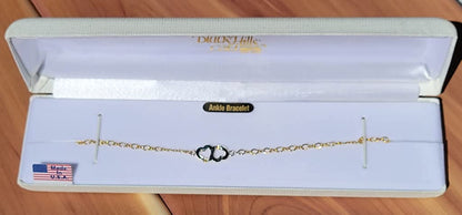 Two Hearts Ankle Bracelet, 10K Yellow Gold, 12K Green Gold, 12K Rose Gold Black Hills Gold Apparel & Accessories > Jewelry > Anklets The Men's Jewelry Store   