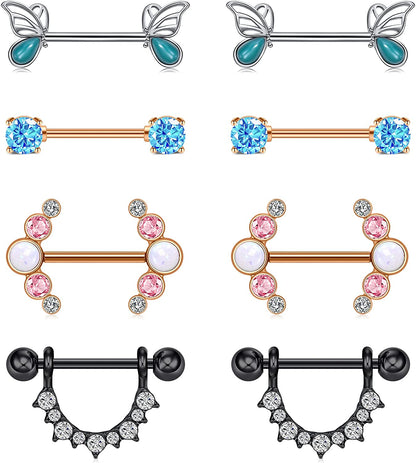 TOKRING 14G 14Mm 16Mm Nipple Rings Surgical Steel Nipple Barbell Nipple Piercing Jewelry for Women Girls Apparel & Accessories > Jewelry > Body Jewelry TOKRING Style B: 14mm mix color  