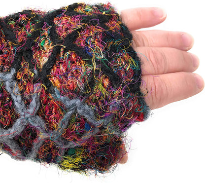 Diamond Weave Insulated Fleece Lined Raw Silk Knit Warm Texting Fingerless Gloves Thumb Hole Hand Mittens Apparel & Accessories > Clothing Accessories > Gloves & Mittens Nickanny's   