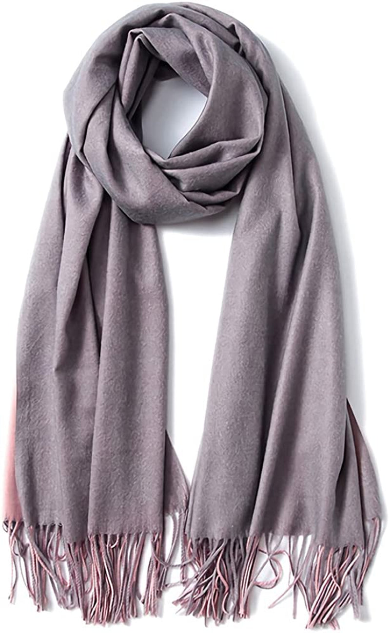 FORTREE Cashmere Feel Scarf - Lightweight Scarfs for Women, Large Soft 2 Tone Shawls and Wraps (10 Colors Available) Apparel & Accessories > Clothing Accessories > Scarves & Shawls FORTREE Grey and Pink  