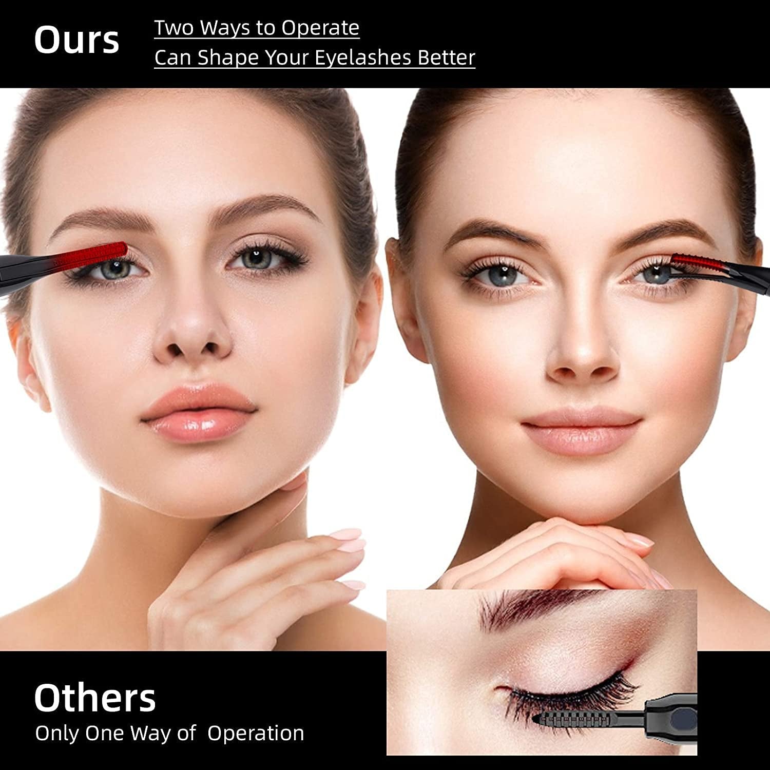 Spmmmner 2 in 1 Double-Sided Heated Electric Eyelash Curlerwith 3 Temperature Gears Rechargeable Heated Lash Curler ,Quick Heating and Natural Long-Lasting Eye Beauty Makeup Tools, Black Health & Beauty > Personal Care > Cosmetics > Cosmetic Tools > Makeup Tools Spmmmner   