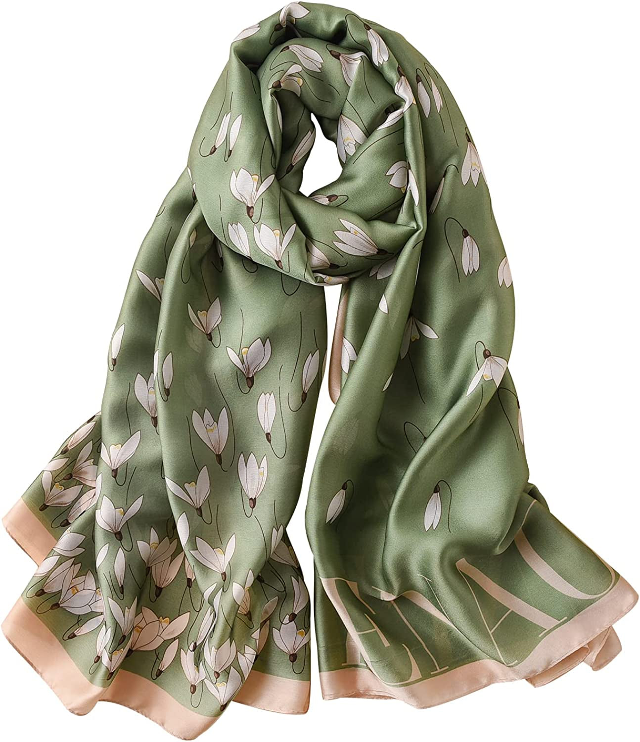 NUWEERIR Womens 100% Large Mulberry Silk Scarf Long Satin Scarf Fashion Designer Scarf Lightweight Wraps Apparel & Accessories > Clothing Accessories > Scarves & Shawls NUWEERIR 66  