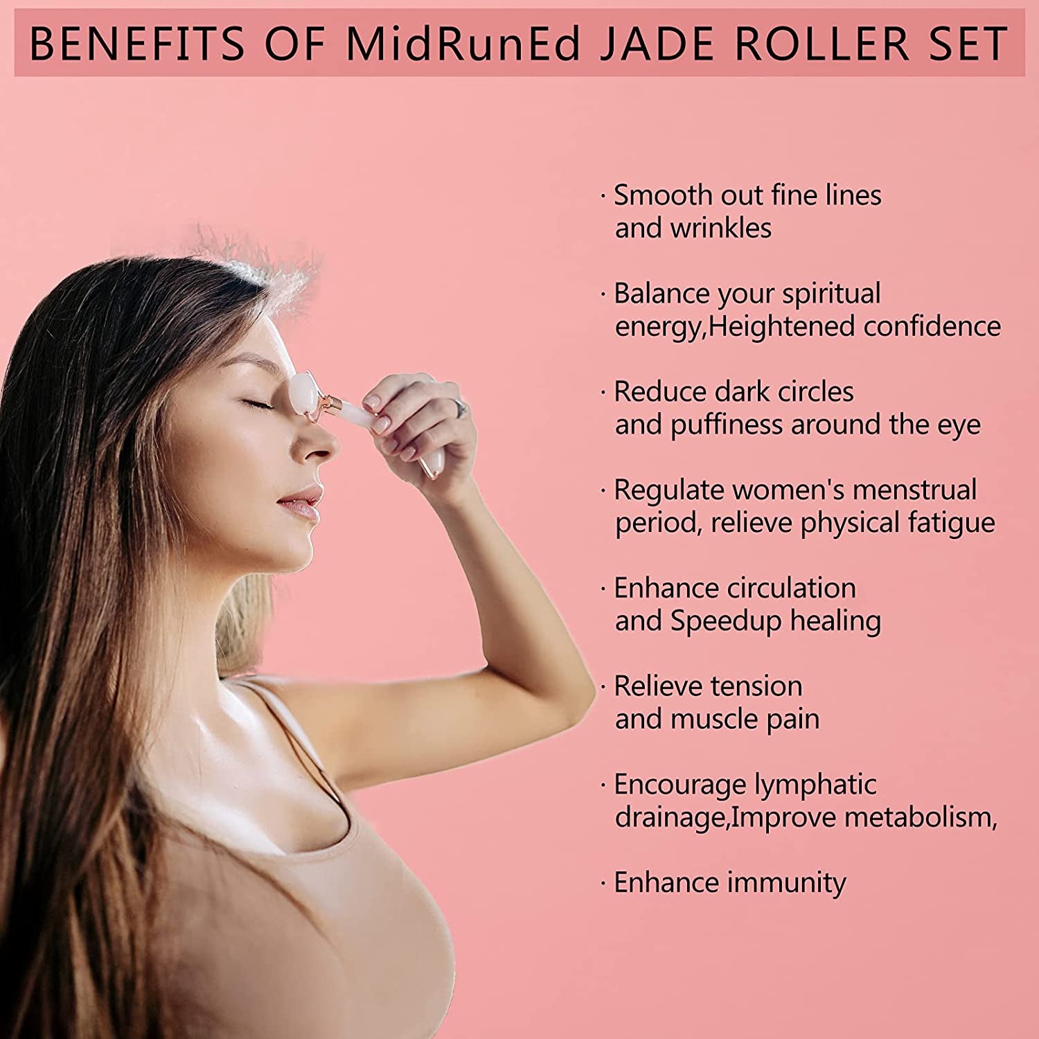 Jade Face Roller and Gua-Sha Set - Rose Quartz Gua Sha Massage Tools for anti Aging, Beauty Treatment,Guasha Jade Stone for Body,Face，The Best Gift Health & Beauty > Personal Care > Cosmetics > Cosmetic Tools > Skin Care Tools MidRunEd   