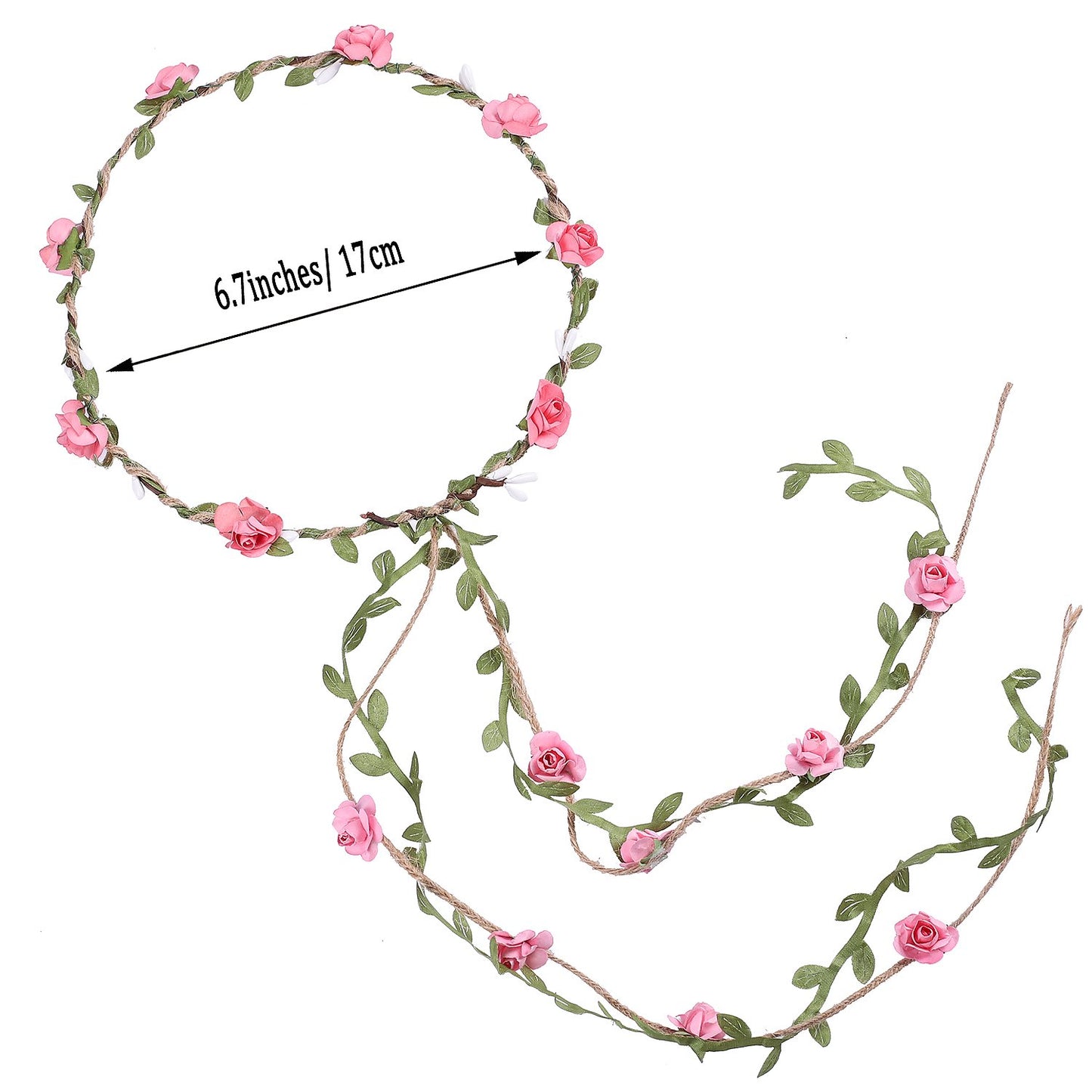 Whaline 4 Pcs Flower Crown Floral Wreath Headband Floral Garland Headbands Bohemian Style Headdress for Wedding Bride Bridal Headwear Party Festivals Hair Accessories (4 Color) Apparel & Accessories > Clothing Accessories > Headwear Whaline   