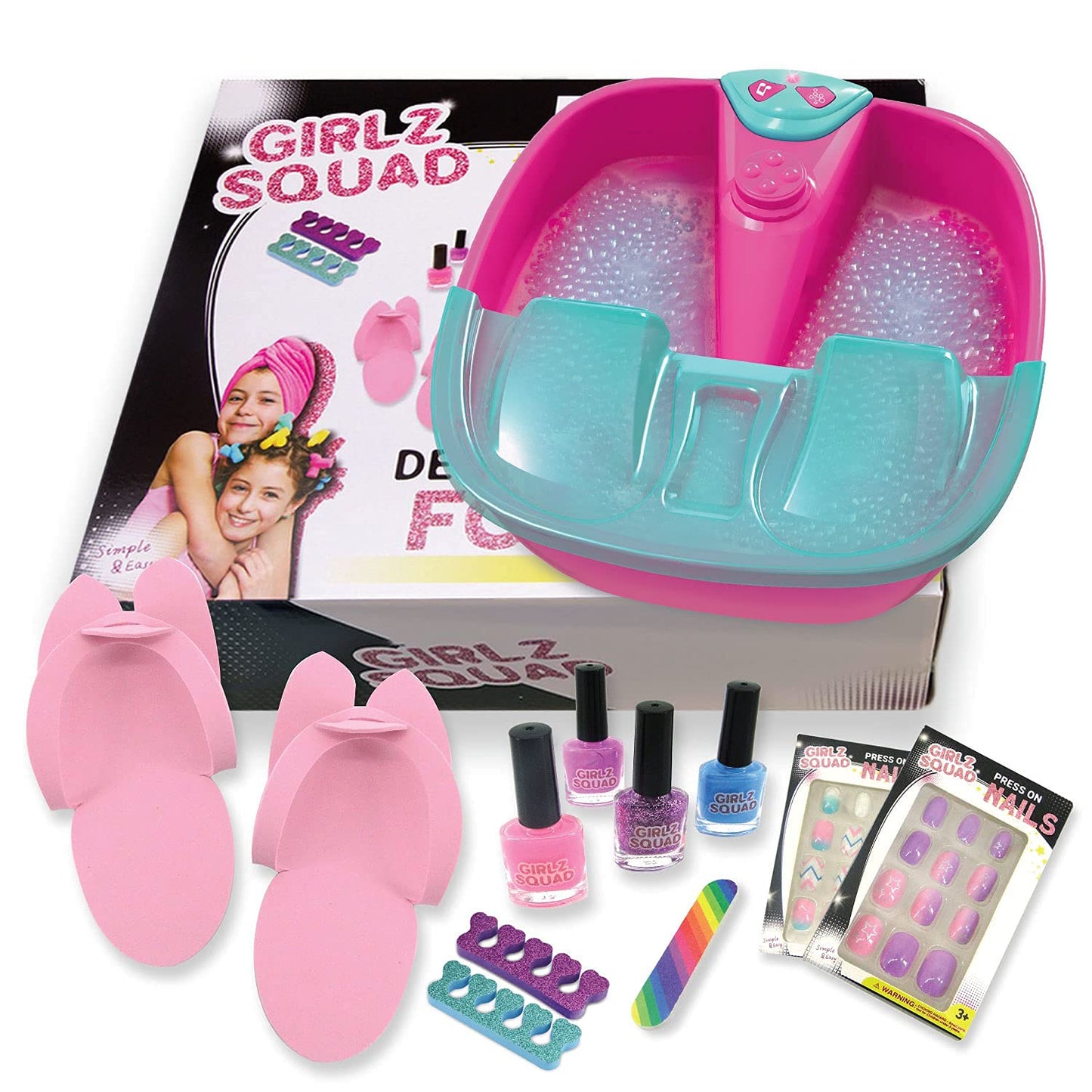 Girlz Squad Foot Spa Sets for Girls Ages 7-12 with Nail Kit for Kids - DIY Manicure and Pedicure Set with Foot Care Kit Perfect for Sleepovers and Slumber Party. Helps Develop Self-Care and Creativity Health & Beauty > Personal Care > Foot Care Girlz Squad   