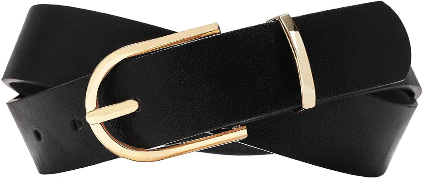 Earnda Women'S Faux Leather Chic Belt for Ladies Jeans Apparel & Accessories > Clothing Accessories > Belts Earnda Black Medium: fits waist from 29"-32" 