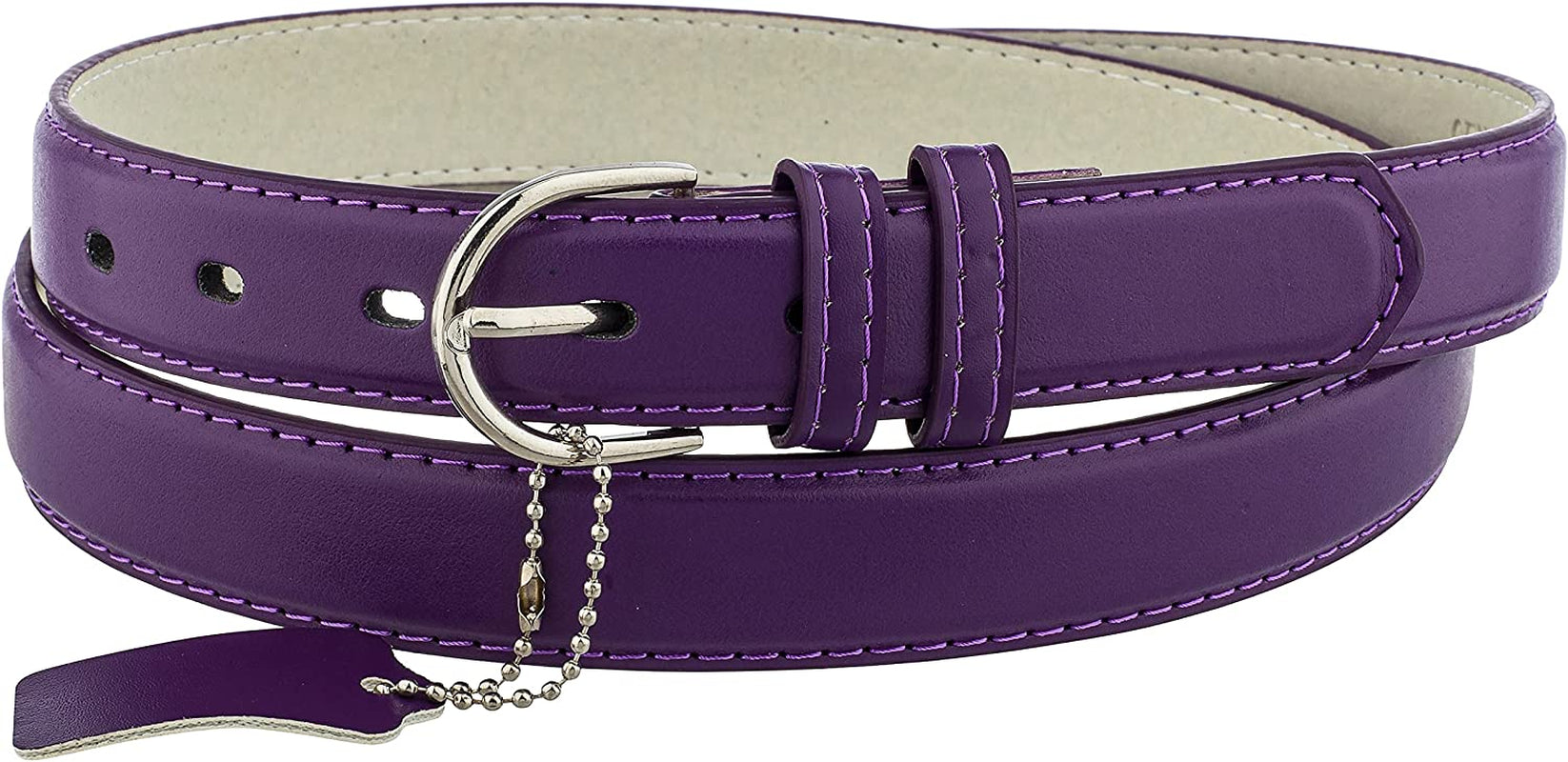 Women'S Casual Solid Colors Faux Leather 1" Belt with Single Prong Buckle Apparel & Accessories > Clothing Accessories > Belts JOTW Purple XX-Large 