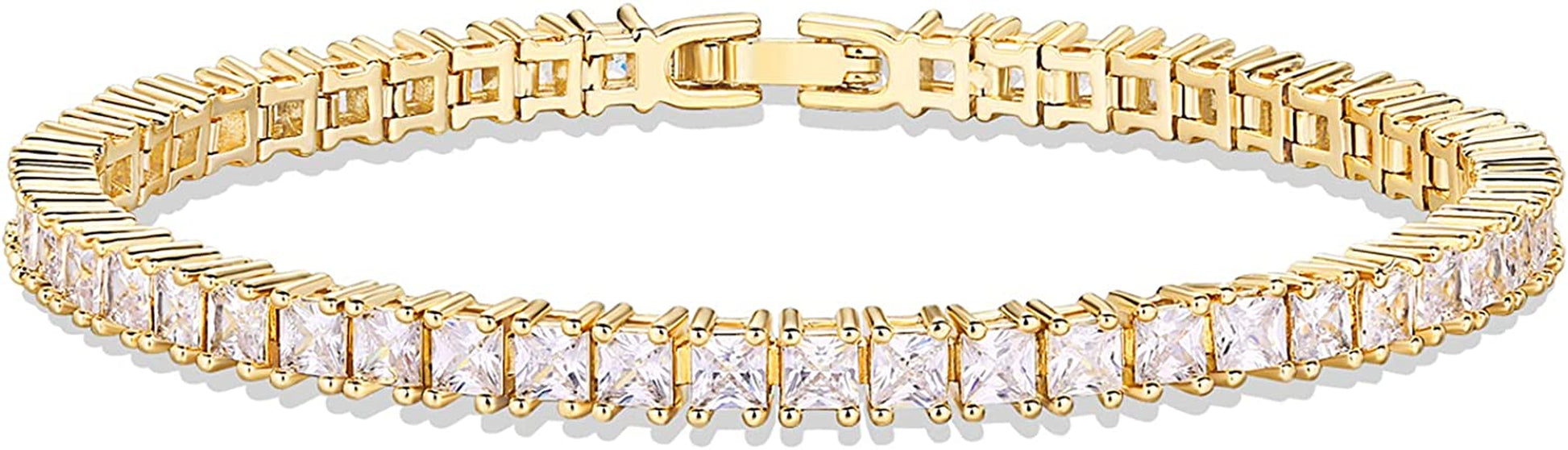 PAVOI 14K Gold Plated Princes Cut Cubic Zirconia Classic Tennis Bracelet | Gold Bracelets for Women | 3Mm CZ, Size 6.5-7.5 Inch Apparel & Accessories > Jewelry > Bracelets PAVOI Yellow Gold 7.0 Inches 