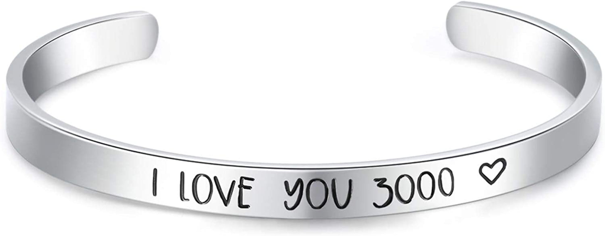 CERSLIMO Inspirational Gifts for Women Bracelet, Personalized Inspire Quotes Cuff Bangle Friendship Jewelry Graduation Encouragement Gift for Her Teen Girls Apparel & Accessories > Jewelry > Bracelets CERSLIMO I Love You 3000  