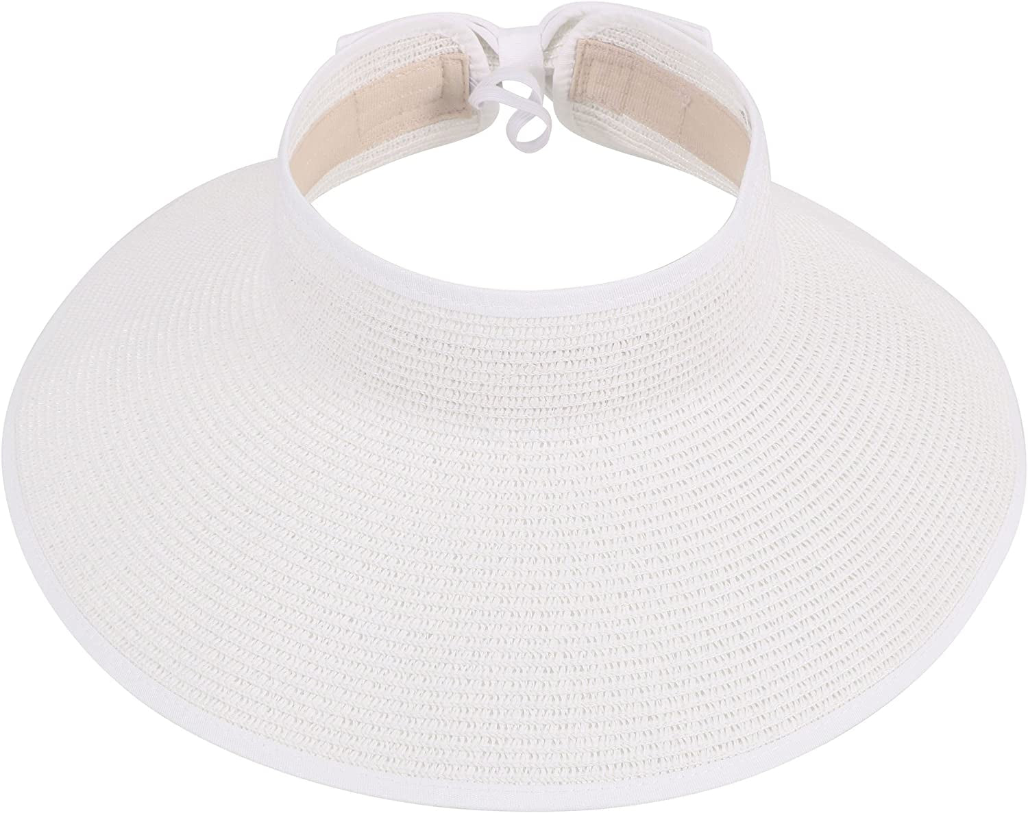 Simplicity Women'S UPF 50+ Wide Brim Roll-Up Straw Sun Hat Sun Visor Apparel & Accessories > Clothing Accessories > Hats Simplicity White  