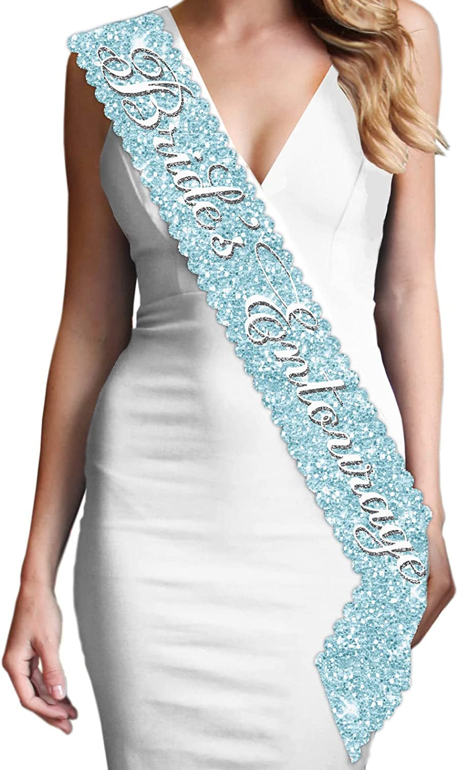 Blue Flirty Bride to Be Sash - Premium BRIDAL GRADE SATIN & Real CRYSTAL Rhinestone Bride to Be Satin Sash - Bachelorette Accessory Bride Gift - Classic Royal Blue Sash(Flrty B2B) Apparel & Accessories > Clothing Accessories > Sashes RhinestoneSash Bride's Entourage (Ice Blue Sparkle) One Size Fits Most 