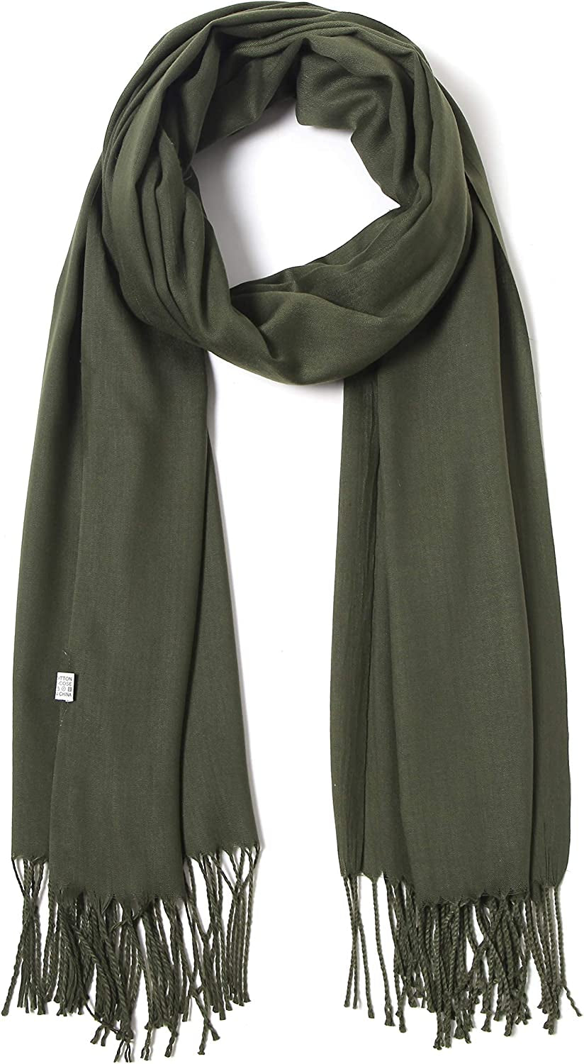 Pashmina Shawls and Wraps Large Scarfs for Women Wedding Party Bridal Long Fashion Solid Shawl Wrap with Fringes Apparel & Accessories > Clothing Accessories > Scarves & Shawls Cindy & Wendy Olive  