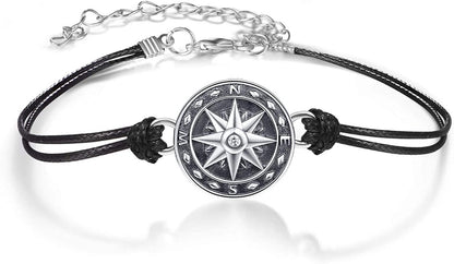 TANGPOET 925 Sterling Silver Anklet Bracelet for Women, Dainty Charm Bracelets Animal Jewelry Birthday Gifts for Mother Daughter Teens Girls Apparel & Accessories > Jewelry > Anklets TANGPOET Compass Bracelet  