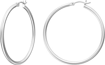 Gacimy Gold Hoop Earrings for Women 14K Real Gold Plated Hoops with 925 Sterling Silver Post Apparel & Accessories > Jewelry > Earrings Gacimy Silver 30mm  