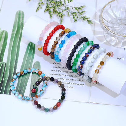 Jerywe 12 Pcs 8Mm Beaded Bracelets for Women Men Natural Stone Stackable Bracelet Charm Beaded Healing Crystal Stretch Bracelets Jewelry Apparel & Accessories > Jewelry > Bracelets JeryWe   