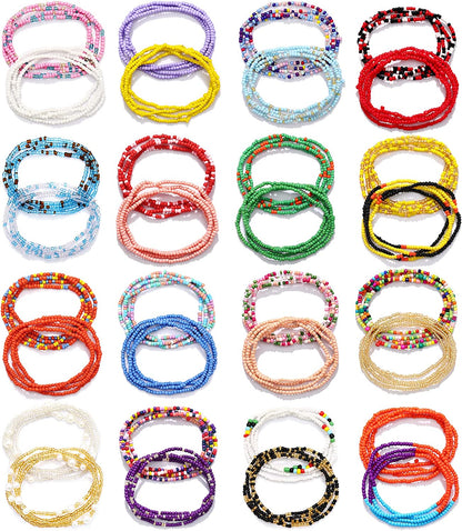 KOHOTA 32PCS Waist Beads for Women Colorful Summer Body Chains Belly Beads Bikini Jewelry Chains Bead Waist Chains Set-16Packs Apparel & Accessories > Jewelry > Body Jewelry KOHOTA Set D:Multi-color  