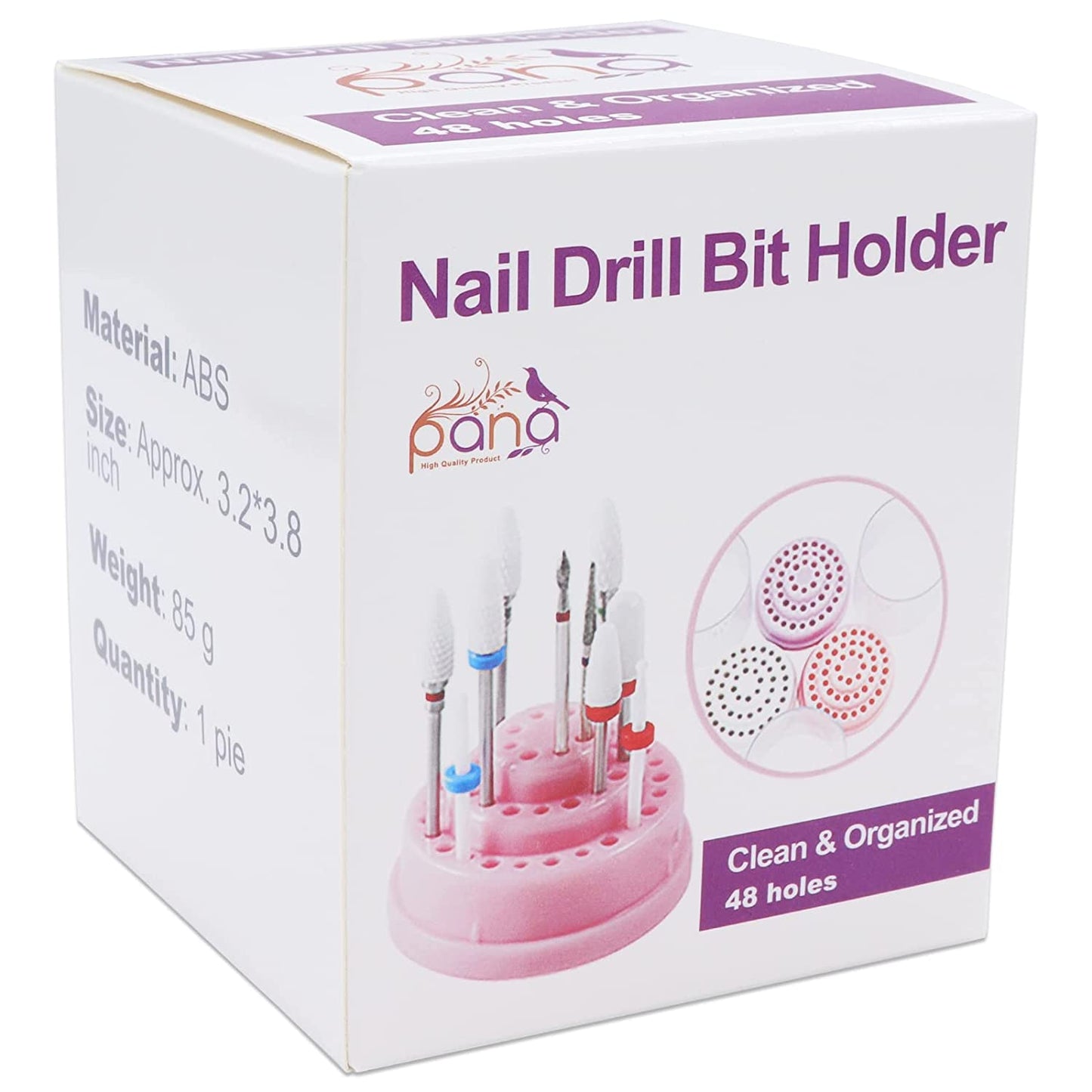 PANA Nail Drill Bit Holder Stand Display Organizer- Dust Proof Storage Container Box Case Tools for Home Use or Nail Salon - (48 Holes, Silver) Health & Beauty > Personal Care > Cosmetics > Cosmetic Tools > Nail Tools PANA   
