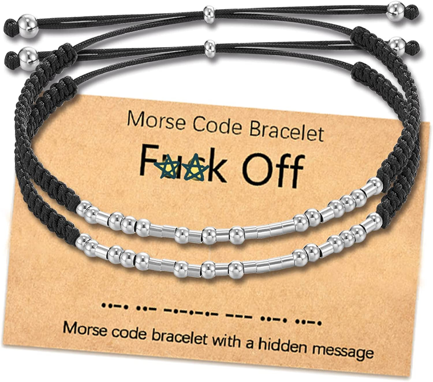 Tarsus Fuck off Morse Code Bracelets Dainty Jewelry Gifts for Women Men Best Friend Apparel & Accessories > Jewelry > Bracelets R&H Jewelry Fxxk Off-Braided-2PCS  