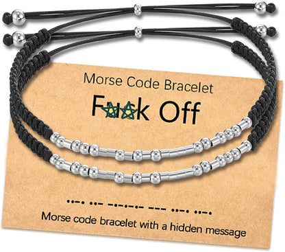 Tarsus Fuck off Morse Code Bracelets Dainty Jewelry Gifts for Women Men Best Friend Apparel & Accessories > Jewelry > Bracelets R&H Jewelry Fxxk Off-Braided-2PCS  