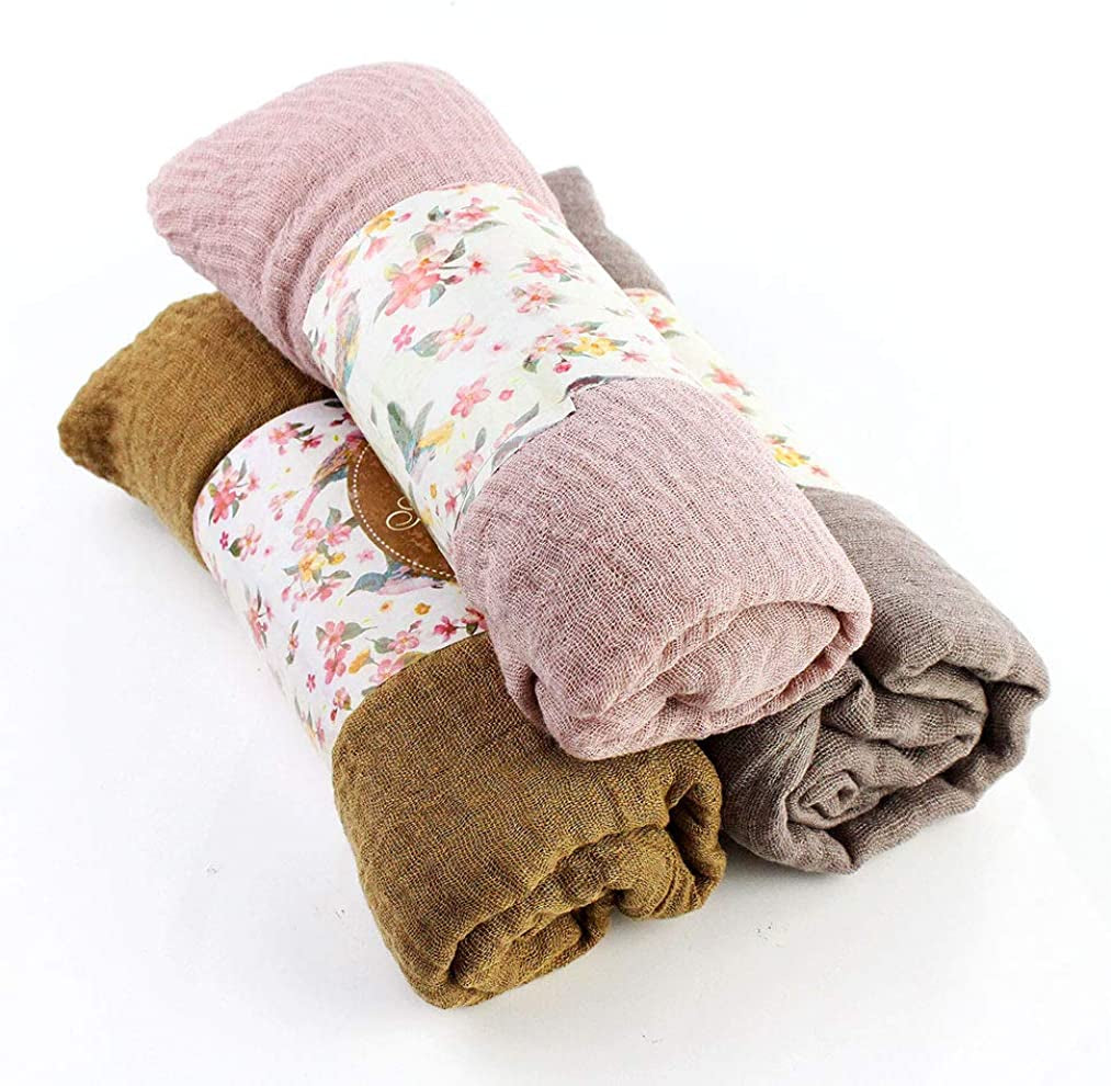 Wobe 3Pcs Women Soft Cotton Hemp Scarf Shawl Long Scarves, Travel Sunscreen Apparel & Accessories > Clothing Accessories > Scarves & Shawls Wobe   