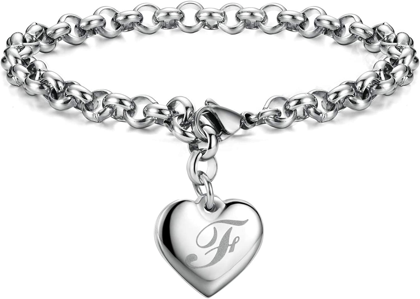 Heart Initial Charm Bracelets for Teen Girls Letters Alphabet Bracelet Jewelry for Girls Gifts for Teenage Girls Apparel & Accessories > Jewelry > Bracelets Monily F  