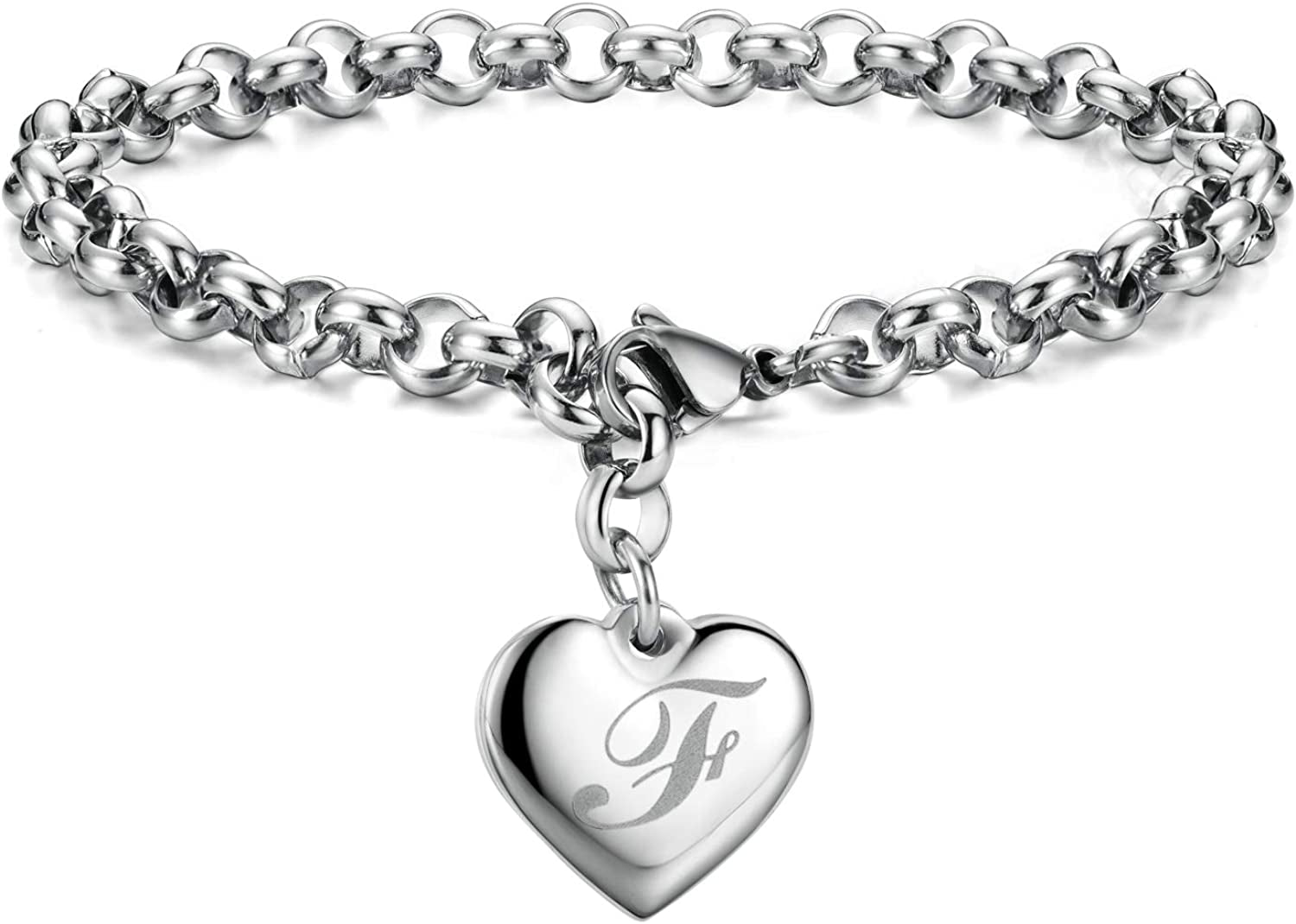 Heart Initial Charm Bracelets for Teen Girls Letters Alphabet Bracelet Jewelry for Girls Gifts for Teenage Girls Apparel & Accessories > Jewelry > Bracelets Monily F  