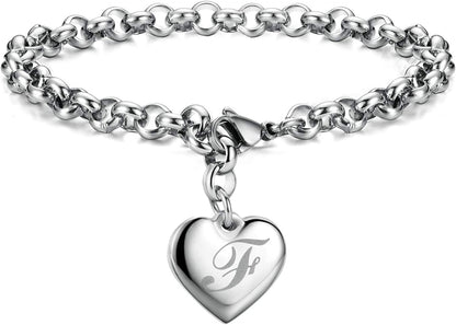 Heart Initial Charm Bracelets for Teen Girls Letters Alphabet Bracelet Jewelry for Girls Gifts for Teenage Girls Apparel & Accessories > Jewelry > Bracelets Monily F  