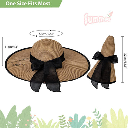 Sun Hats for Women Wide Brim Summer Beach Hats for Women Foldable Travel Straw UV Protection Apparel & Accessories > Clothing Accessories > Hats Sierry   