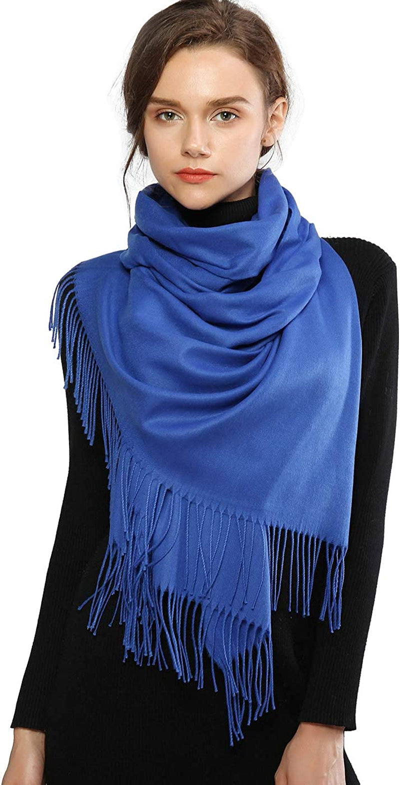 RIIQIICHY Women'S Scarf Pashmina Shawls and Wraps for Evening Dress Bridesmaid Wedding Bridal Winter Warm Long Large Scarves Apparel & Accessories > Clothing Accessories > Scarves & Shawls RIIQIICHY Blue  