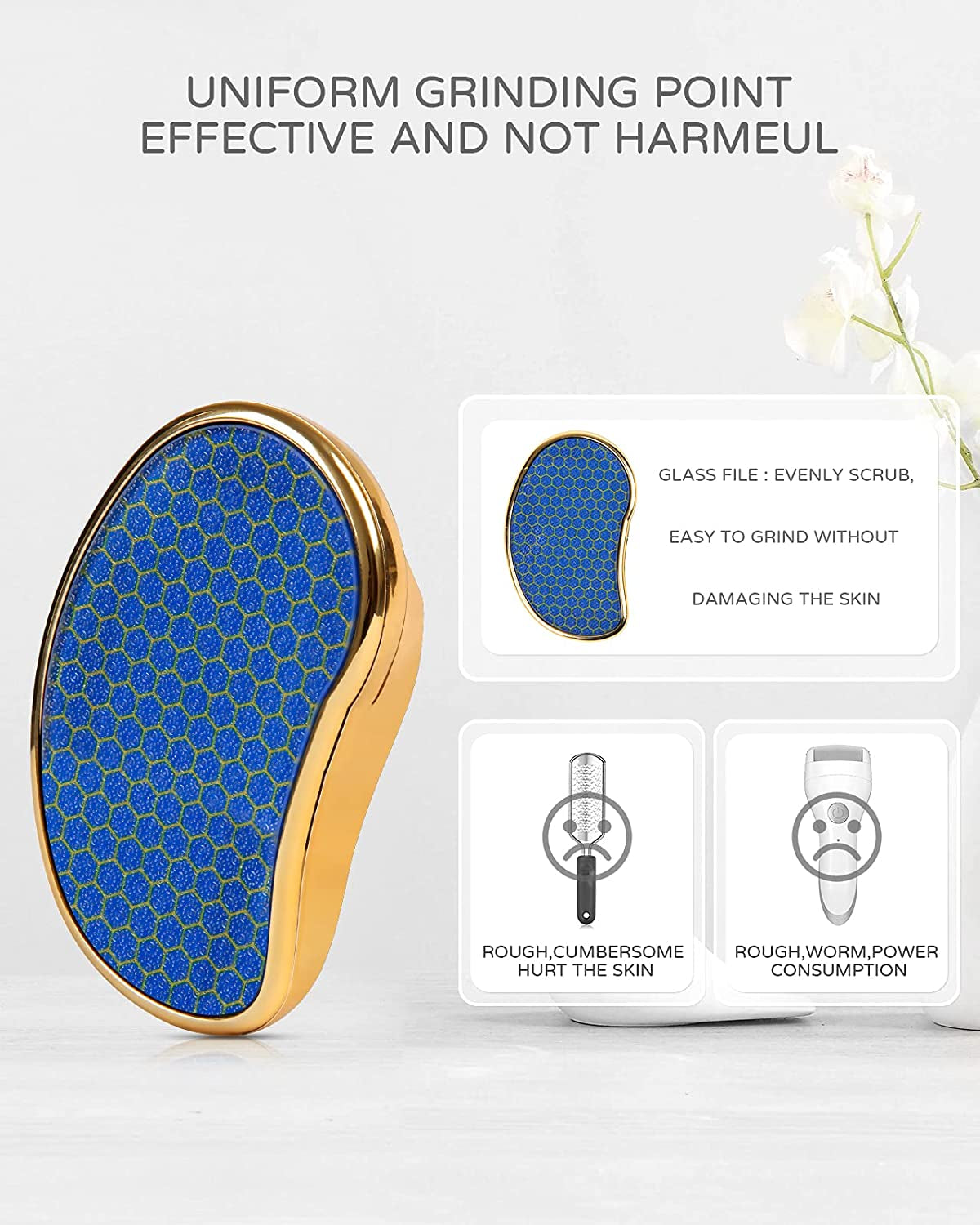 Foot Scrubber Callus Remover File, Best Glass Feet Scrubber Tool, Foot Rasp with Nano-Level Grinding Points Foot Care Pedicure Tool for Dead Skin Removal Cracking on Both Wet and Dry Feet, Ideal Gift Health & Beauty > Personal Care > Foot Care Aumuko   