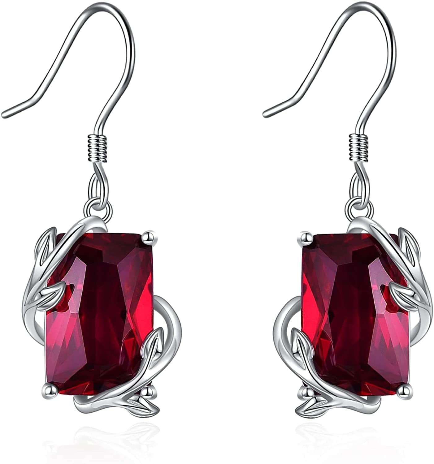 Celtic Moonstone Filigree Teardrop Drop Dangle Earrings Sterling Silver Leverback Earrings Jewelry J-Red CZ