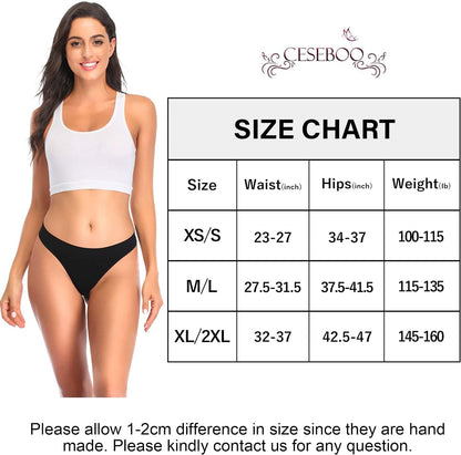 Ceseboo Thongs for Women, Womens Thongs Seamless Thongs Underwear for Women Low Waist No Show Thong 10 Pack - Multicolored C / X-Large-XX-Large