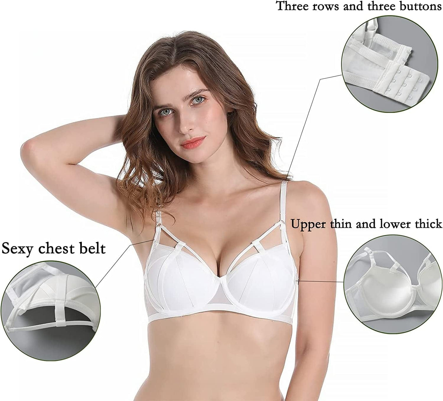 Cewany Lady Comfort Sexy Bra Front Buckle Bra Lace Underwire Push up Bra