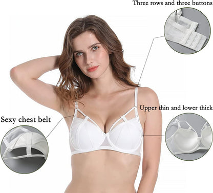 Cewany Lady Comfort Sexy Bra Front Buckle Bra Lace Underwire Push up Bra
