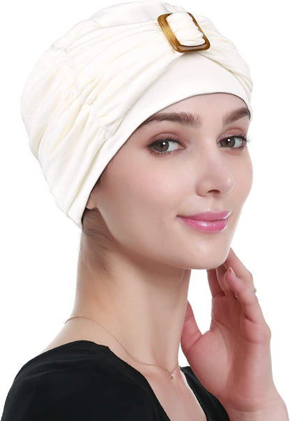 Chemo Turban Headwear Spring Summer Beanie Hats for Women – Soft, Stylish, Warm Apparel & Accessories > Clothing Accessories > Headwear KYLIE MAX Off-white  