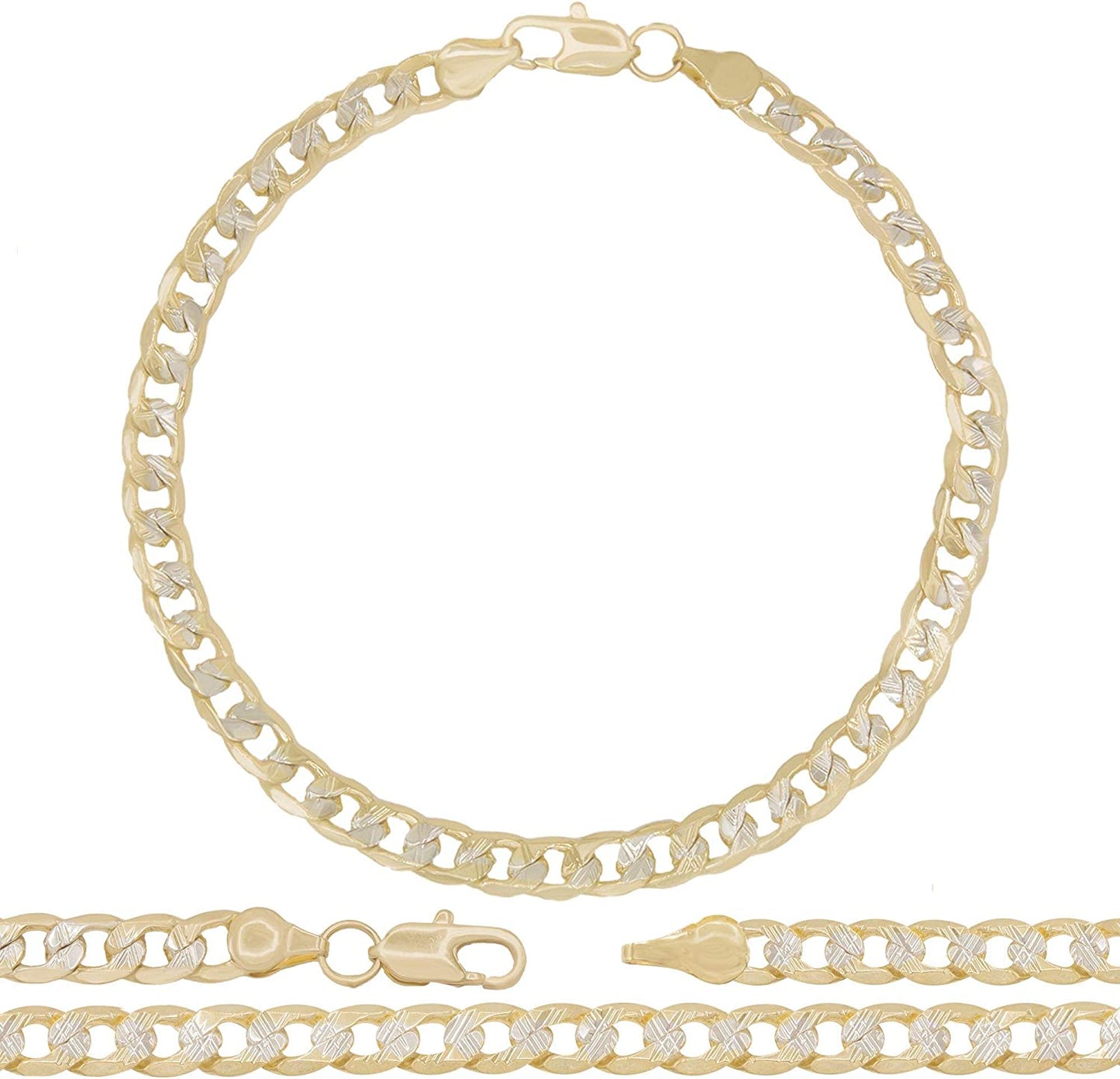 BEBERLINI Cuban Link 14K Gold Filled Diamond Cut Anklet Curb Foot Chain Bracelet Fashion Jewelry Gifts for Women Teen Girls Length 10'' Apparel & Accessories > Jewelry > Anklets BéBérlini 6 mm Two Tone  