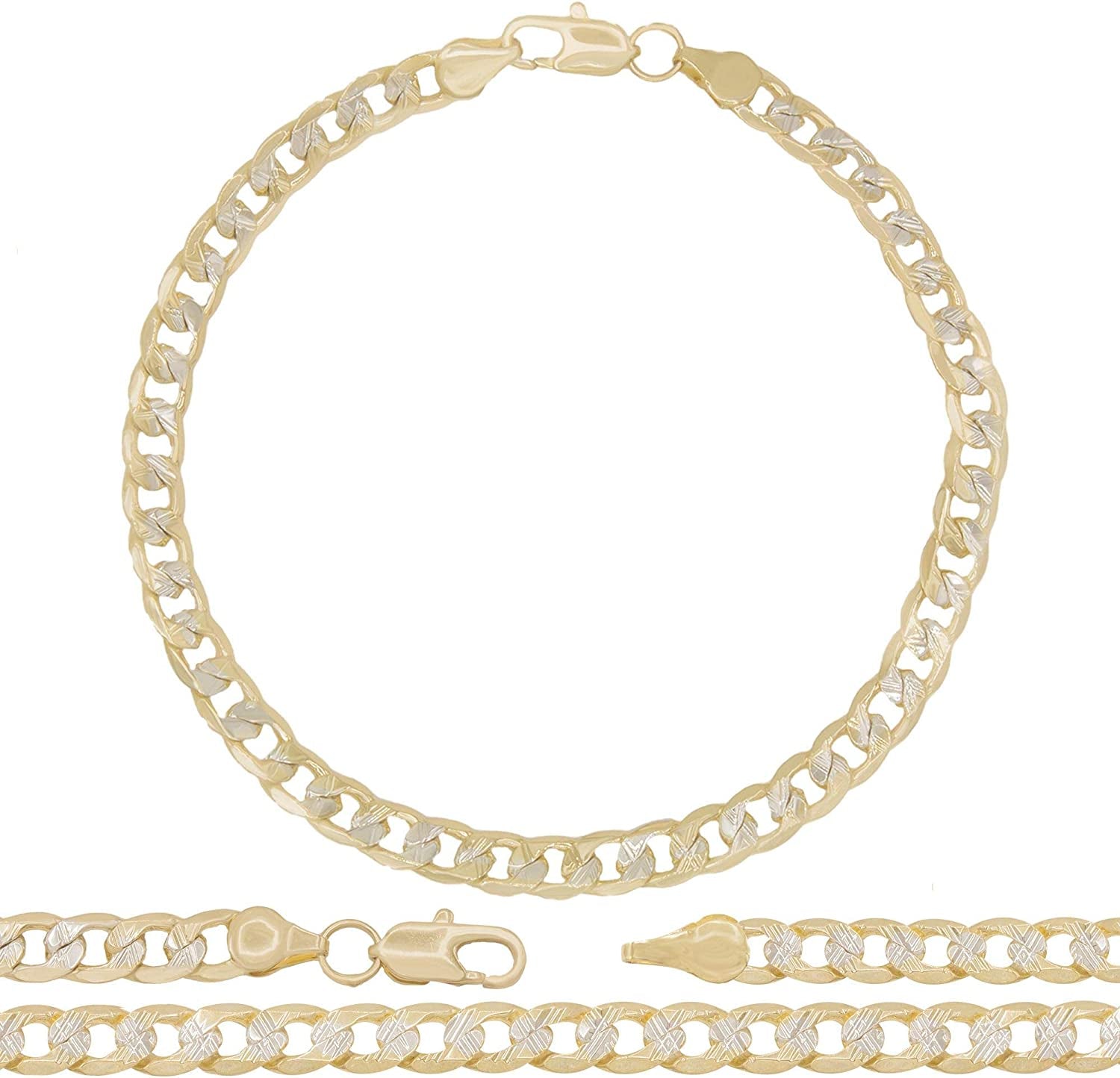 BEBERLINI Cuban Link 14K Gold Filled Diamond Cut Anklet Curb Foot Chain Bracelet Fashion Jewelry Gifts for Women Teen Girls Length 10'' Apparel & Accessories > Jewelry > Anklets BéBérlini 6 mm Two Tone  