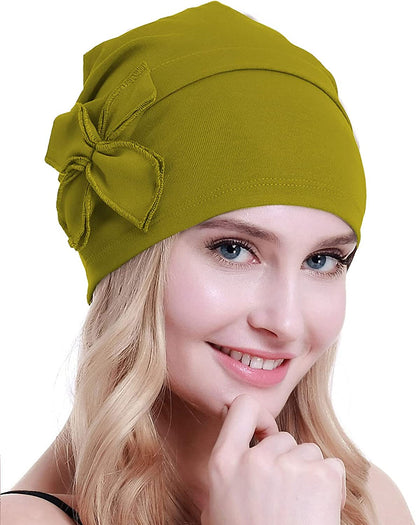 Osvyo Cotton Chemo Turbans Headwear Beanie Hat Cap for Women Cancer Patient Hairloss Apparel & Accessories > Clothing Accessories > Headwear osvyo Cotton Mustard Yellow One Size 