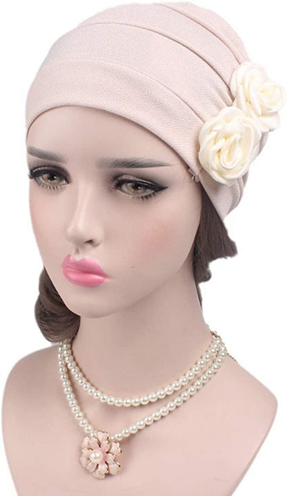 Ever Fairy 3 Colors Chemo Cancer Head Scarf Hat Cap Ethnic Cloth Print Turban Headwear Women Stretch Flower Muslim Headscarf (3 Colors Back-H1) Apparel & Accessories > Clothing Accessories > Headwear Ever Fairy   