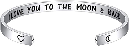 M MOOHAM Bracelets for Women- Engraved Quote Inspirational Bracelet Birthday Christmas Funny Gifts for Best Friend, Daughter, Son, Sister, Niece, Mom, Coworkers, Stainless Steel Jewelry Apparel & Accessories > Jewelry > Bracelets M MOOHAM I Love You To The Moon & Back  