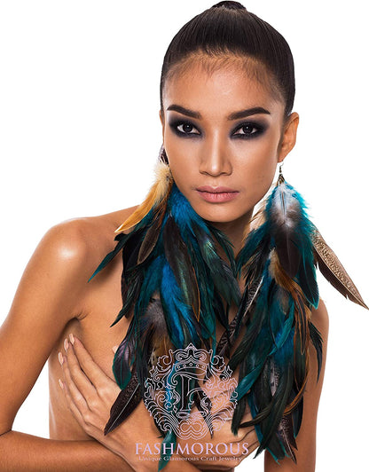 Fashmorous Feather Earrings Blue Feather Earrings for Women Bohemian Feather Earrings for Women Dangle Apparel & Accessories > Jewelry > Earrings Feather Lover   