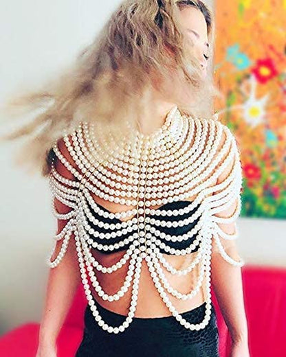 Ccbodily Pearl Body Chain Bra - Fashion Shoulder Necklaces Bra Chain Body Jewelry Apparel & Accessories > Jewelry > Body Jewelry CCbodily   
