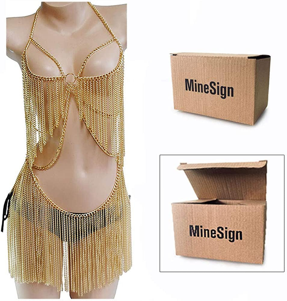 Minesign Boho Jewelry Women Metal Body Chain Set Indian Belly Chain Bikini Halloween Costume Party Apparel & Accessories > Jewelry > Body Jewelry MineSign   