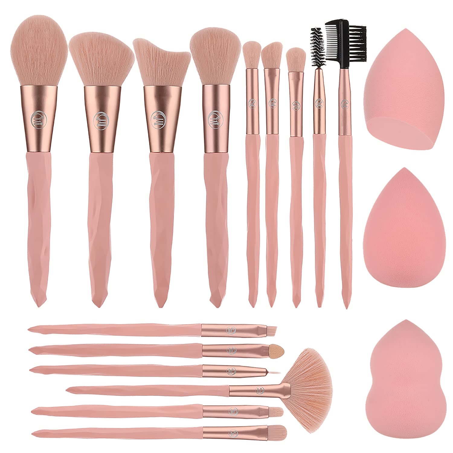 Makeup Brushes 15Pcs Makeup Brush Set with 3Pcs Makeup Sponge Soft Synthetic Hair Face Make up Brush Tools for Foundation, Powder, Eyeshadow, Eyebrow, Eyeliner, Blending (Blue)… Health & Beauty > Personal Care > Cosmetics > Cosmetic Tools > Makeup Tools 111 Pink  