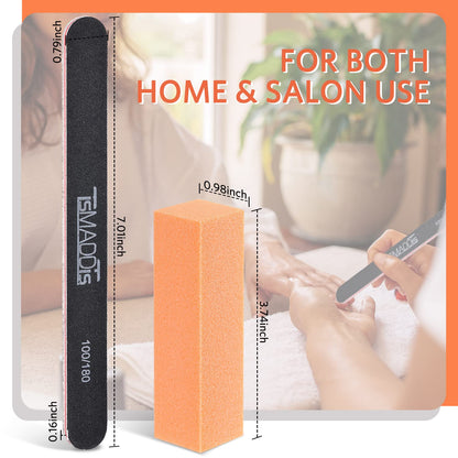 Nail Files and Buffer, Tsmaddts Professional Manicure Tools Kit Rectangular Art Care Buffer Block Tools 100/180 Grit 12Pcs/Pa(Black) Health & Beauty > Personal Care > Cosmetics > Cosmetic Tools > Nail Tools TsMADDTs   