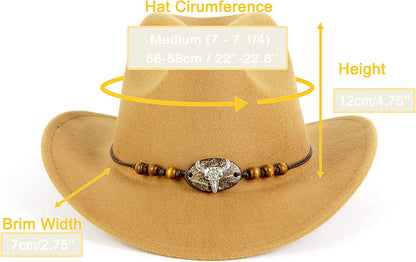 Gossifan Womens Classic Western Cowgirl Cowboy Wide Brim Hats with Belt - Aa-Camel Apparel & Accessories > Clothing Accessories > Hats Gossifan   