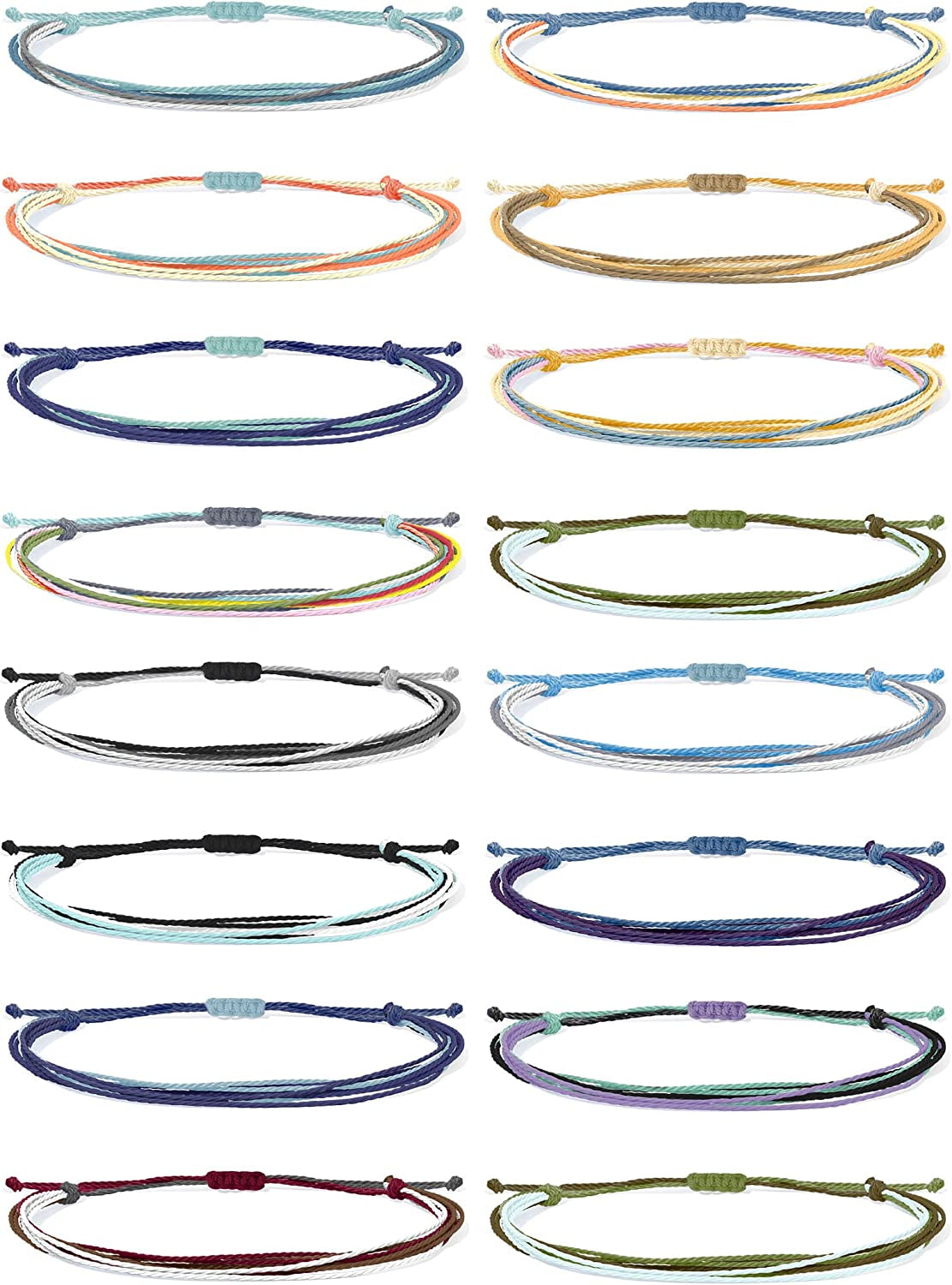 Waterproof String Bracelets for Girls Summer Wave Bracelet Friendship Handmade Wave Bracelet Apparel & Accessories > Jewelry > Bracelets Highven R-16pcs-String Bracelets  