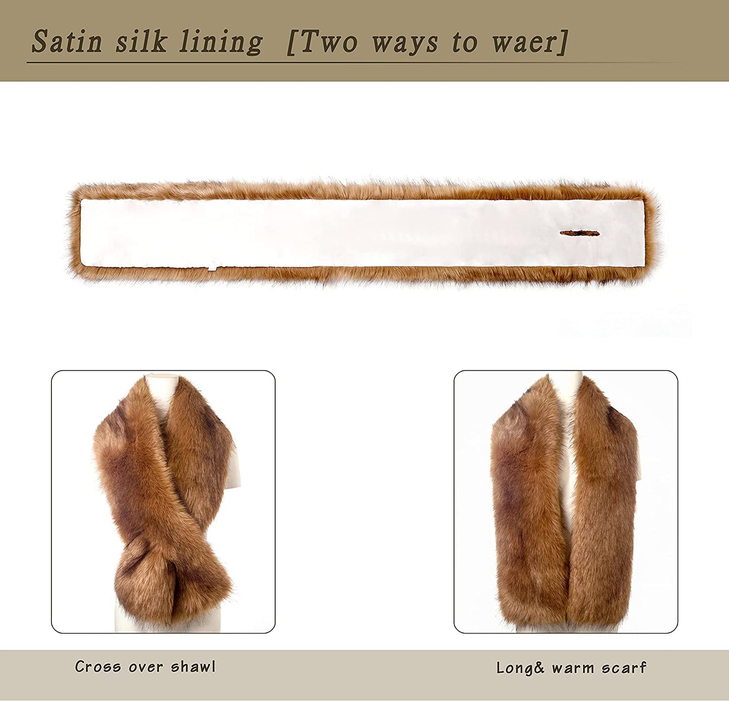 Dikoaina Women'S Winter Fake Faux Fur Scarf Wrap Collar Shawl Shrug Apparel & Accessories > Clothing Accessories > Scarves & Shawls Dikoaina   